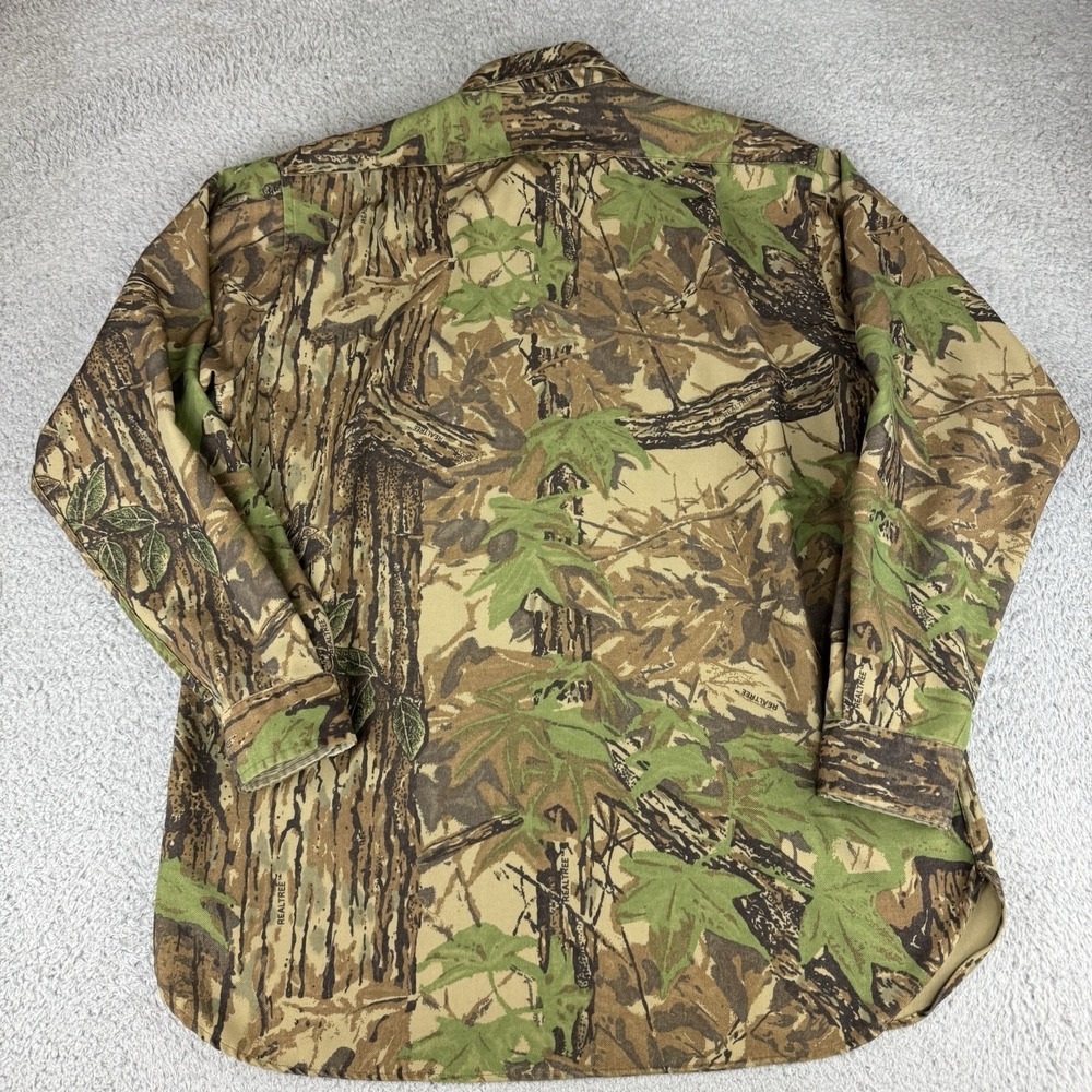 Cabelas Shirt Mens XL Realtree Camo Heavyweight Long Sleeve Button Up USA Vtg‎ - Picture 9 of 10